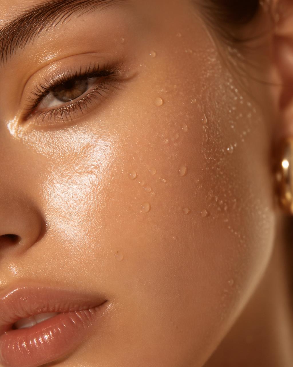 Nahaufnahme strahlender, frisch gepflegter Haut nach einem Geneo Super Facial